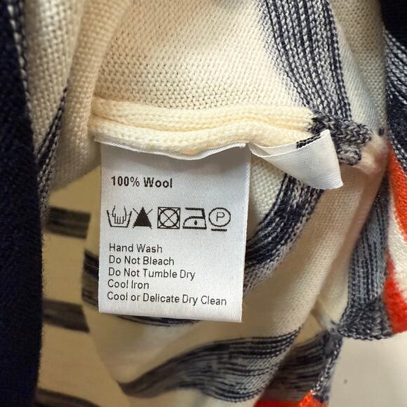 Celtic & Co Women's Sweater Dress Polo Maxi Wool Stripe Medium Cream Navy - Picture 7 of 10